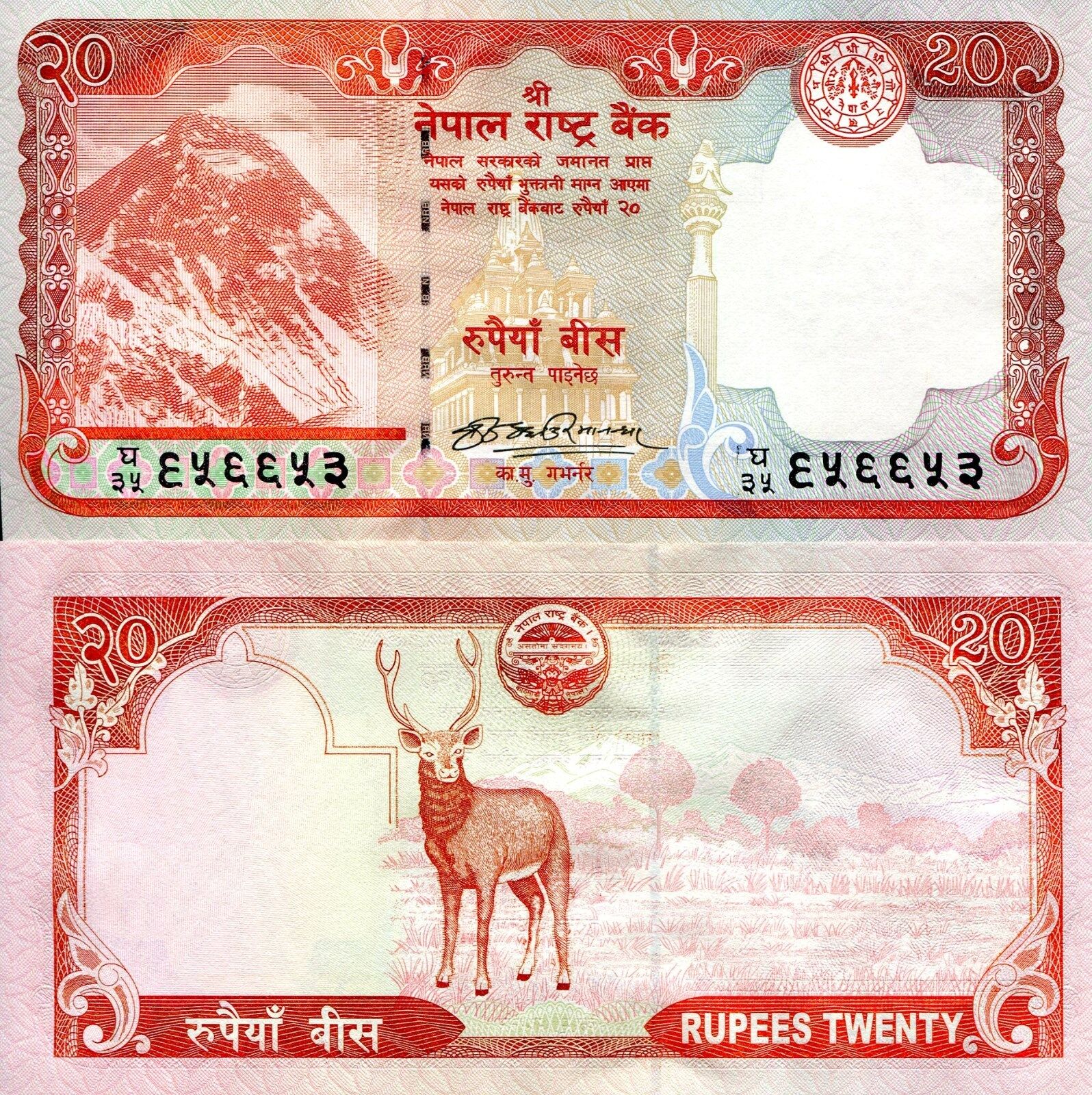 NEPAL 20 Rupees Banknote World Paper Money UNC Currency Pick p62a Everest &  Deer | eBay