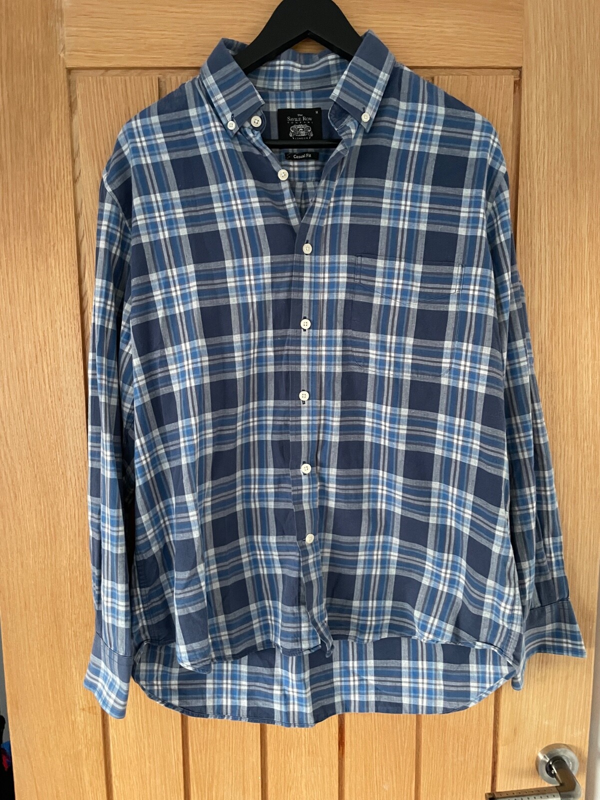 FILA Camicia The Savile Row Company blu a quadri manica lunga bottoni di ricambio media M