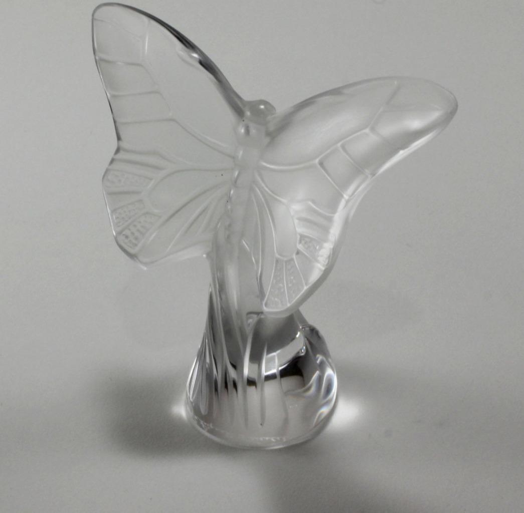 精緻★ラリック 蝶 パピヨン ピンク フィギュリンフランス アンバーグリーン CHOICE Lalique Crystal Figurine Butterfly or Dragonfly