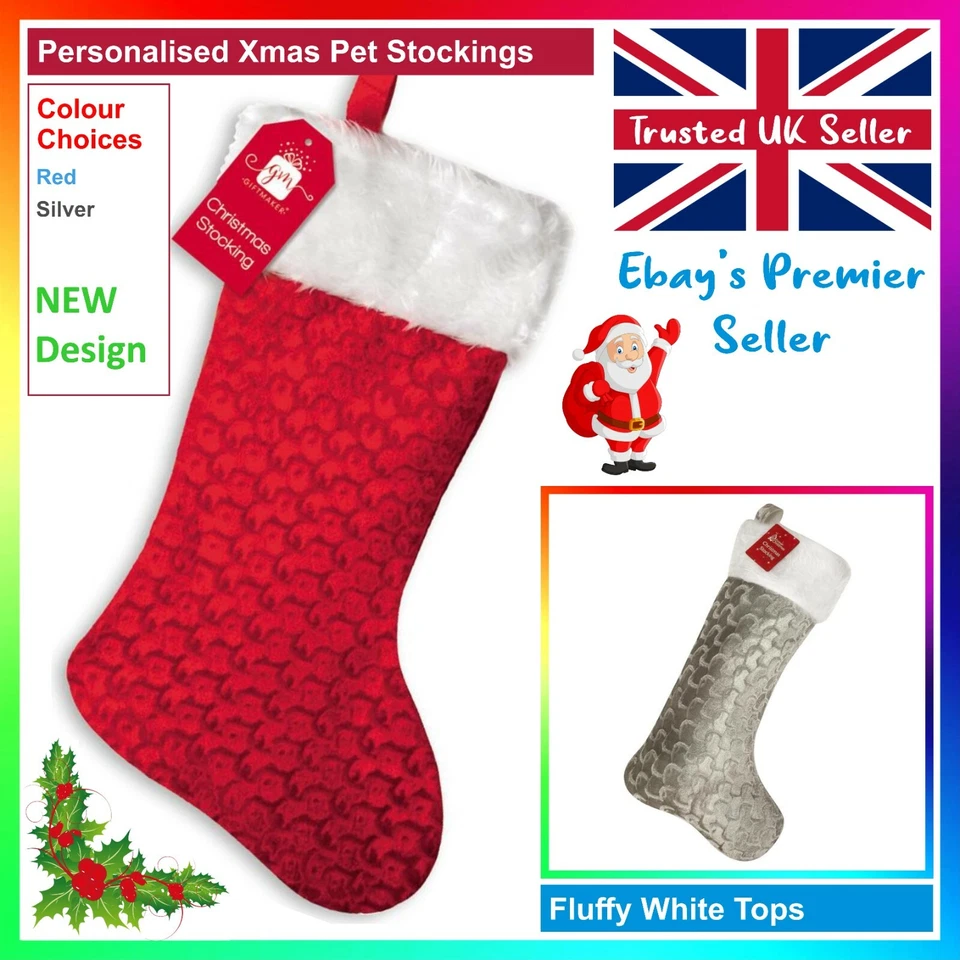 FOREVER CHRISTMAS Embroidered Personalised Christmas Stocking / Add Your Name / Free Delivery