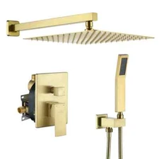 CASAINC 2-Function Complete Shower System with Rough-in Valve Gold