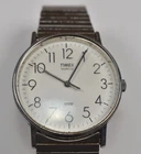 Vintage Timex LA Cell Water Resistant Quartz Watch Silver Tone Stretch Band