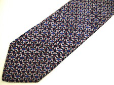Brooks Brothers Makers Mens Necktie Tie Navy Blue Red Chain Link Geometric 58"
