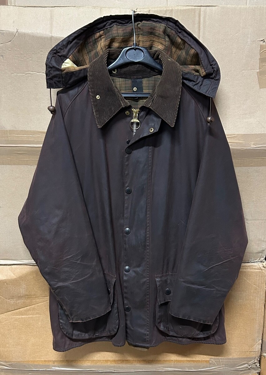 GENUINE BARBOUR A190 BEAUFORT JACKET WAX BROWN W/ HOOD EX COND 