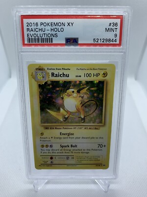 2016 Pokemon XY Evolutions Holo Raichu #36 PSA 9 MINT | eBay