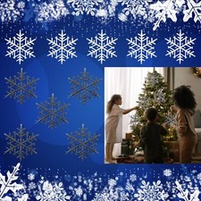 20cm Large Glitter Snowflakes Ornaments Hanging Decoration, Xmas Wedding Decor