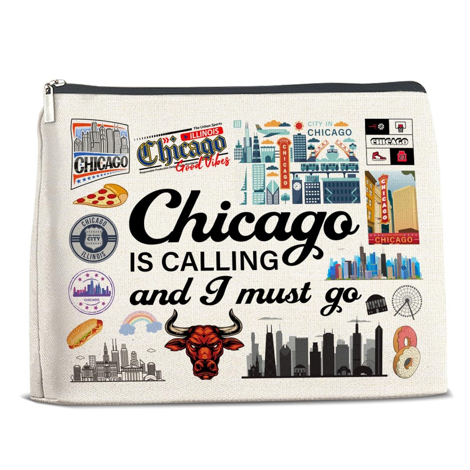 Chicago Travel Gifts Makeup Bag Chicago Lover Gifts for Women Traveler Chicag...