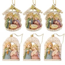 Set of 3 Christmas Nativity Resin Hanging Tree Decorations