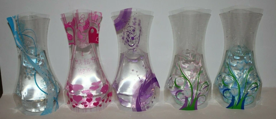 5 Plastic Foldable Flower Vases great for parties, catering! Just as pictured! - Image 2 of 4