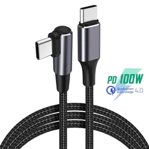 5A Quick Charge 4.0 PD 100W USB C to USB Type C Cable Fast Charging Right Angle