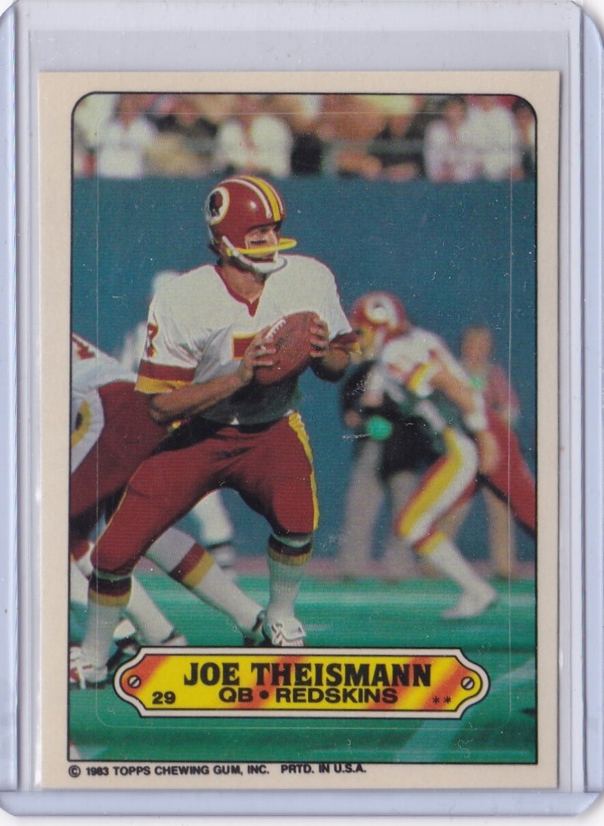 1983 Topps Joe Theismann Sticker Insert Football Card #29 (Near