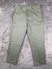 Jag Jeans Classic Fit Denim Pants Women's Size 6/28 Green Polka Dot Crop