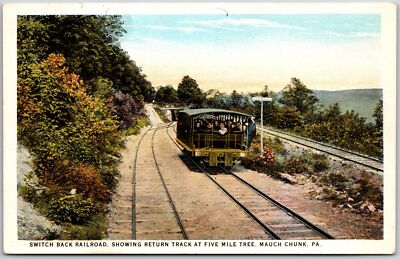Switch Back Railroad Showing Return Track Five Mile Tree Mauch Chunk PA Postcard