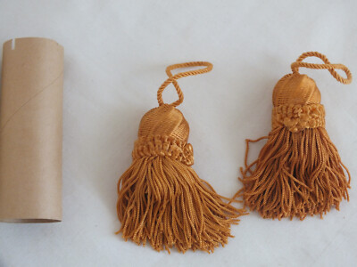 U PICK Conso 11281 vintage weighted TASSEL 2.5'' long pair pr gold blue apricot