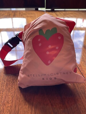 STELLA MCCARTNEY Girls 4Y Pink Packable Fanny Pack Hooded Rain Jacket Strawberry