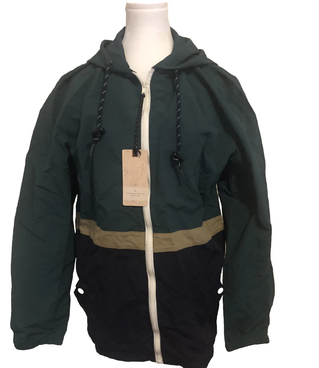 Nomad Full Zip Hooded Jacket Water Resistant Navy Tan And Forest