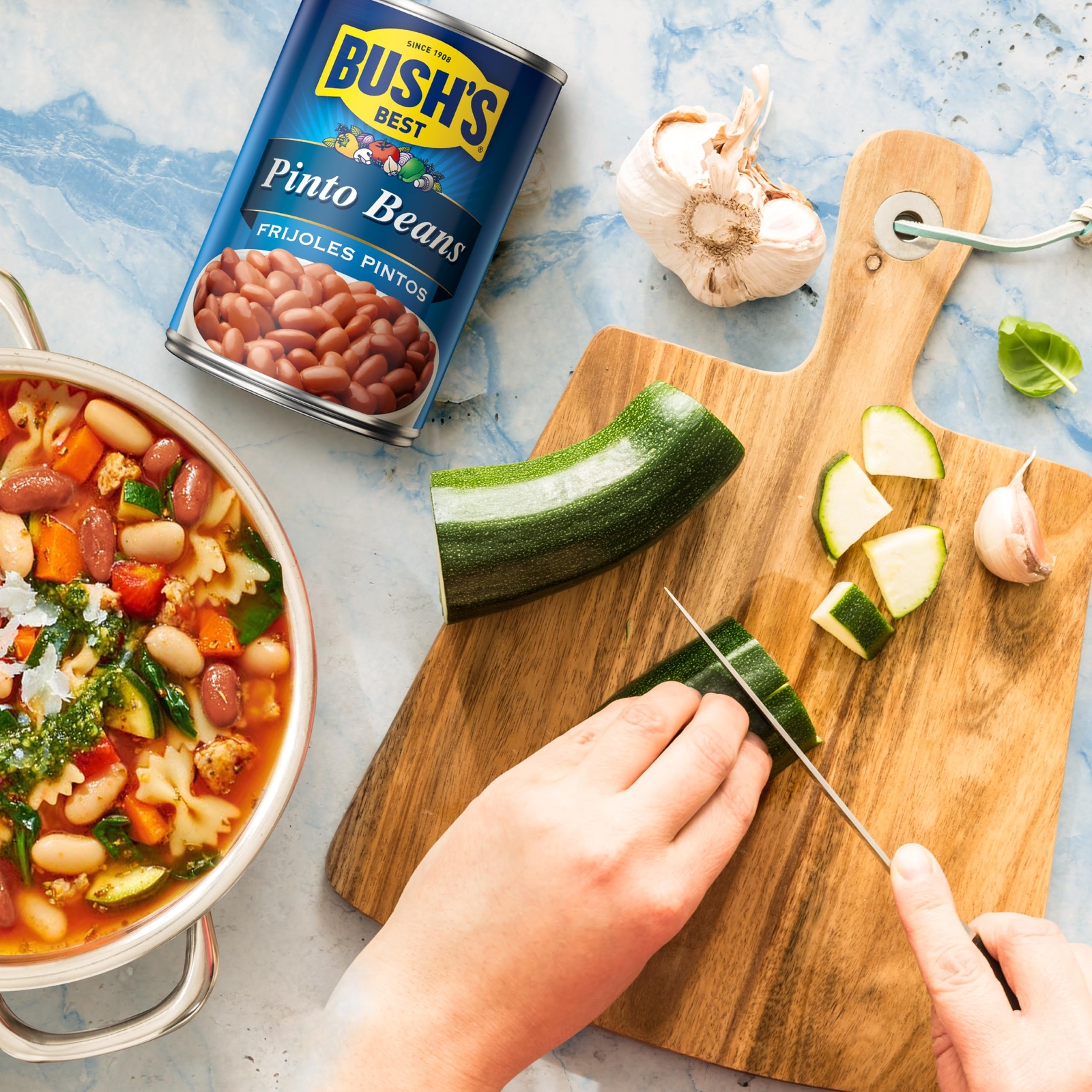 BUSH'S BEST 16 oz Canned Pinto Beans Source of Plant Based Protein and Fiber ...