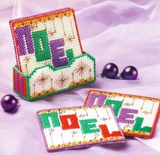 NOEL COASTER SET CHRISTMAS PLASTIC CANVAS PATTERN INSTRUCTIONS