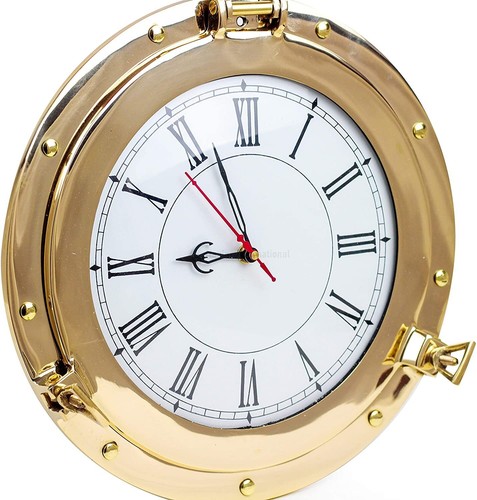 Brass Navigation Marine Ship Porthole Brass Wall Decor Clock 9 inch Best     ZYT - Bild 2 von 7