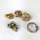Vintage LOT OF 5 Costume Clip-On Earring Lot TRIFARI DIOR LISNER Jewelry