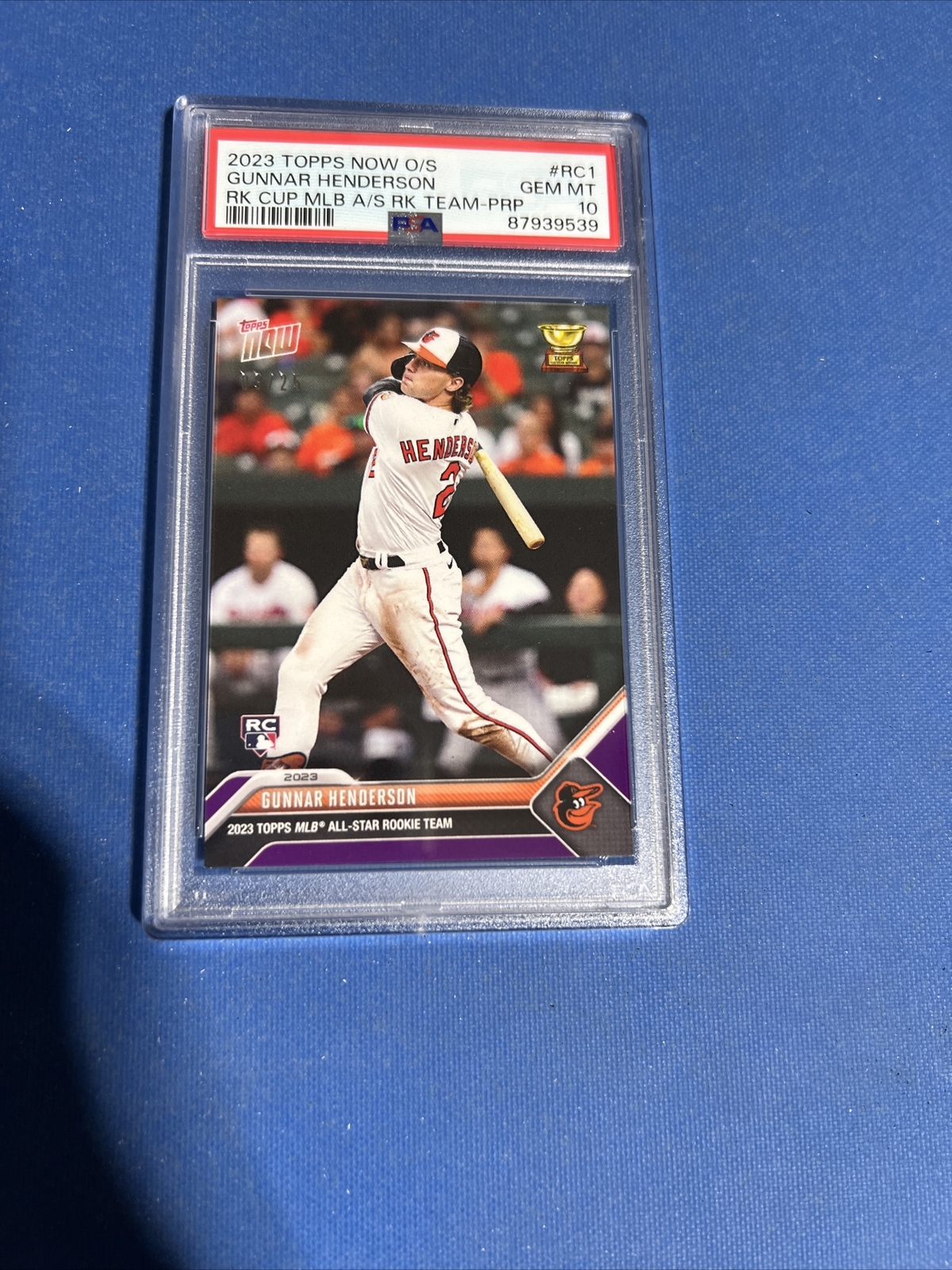 2023 Topps Now O/S Purple #RC1 Gunnar Henderson #d’/25 (RC) MLB PSA 10 GEM-MT view 4