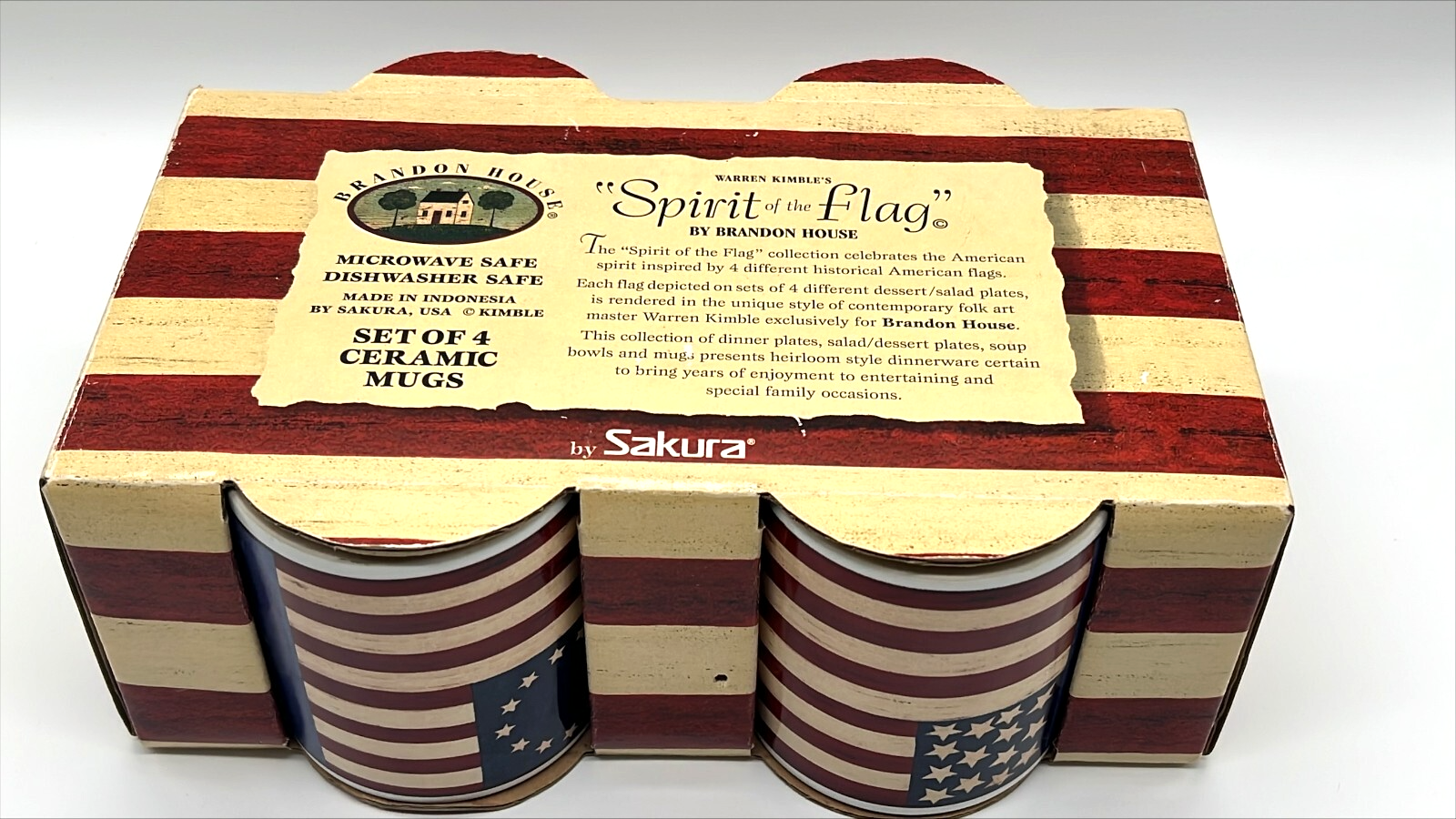 Spirit Of Flag Mugs  Brandon (4) House Warren Kimble Sakura USA America Patriot