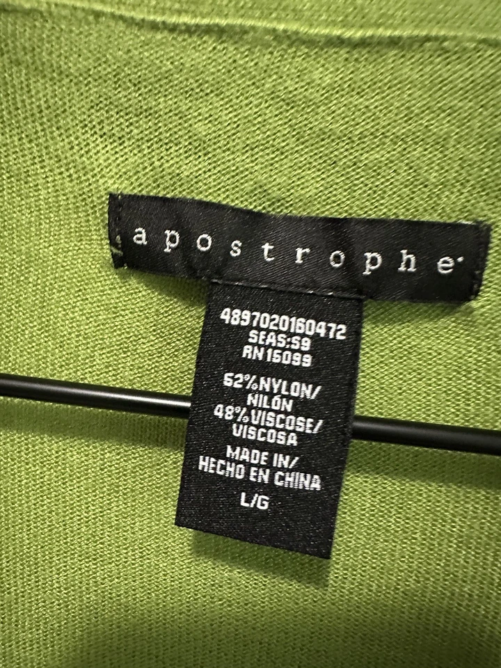 Cárdigan Apostrophe Verde Volantes Abotonado Cuello en V Para Mujer Grande Claro Foto 4 de 4