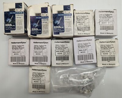Mixed LOT OF(1066) Hellermann Tyton NC510 White .2'', 3/16'' CAT5 Cable Nail Clips