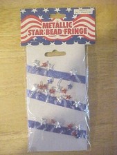 Metallic Star Bead Fringe Red Silver  Blue Star 18" Blue Ribbon Trim Decoration
