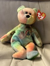 Rare retired Ty Beanie Baby: Peace Bear 1996 - Multicolor