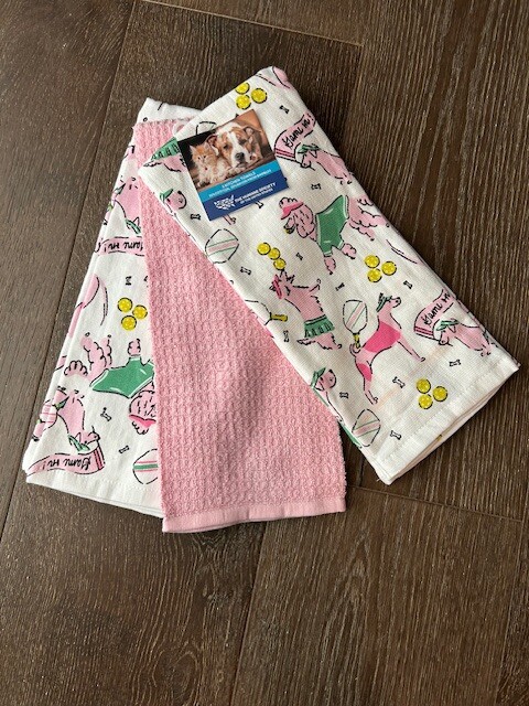 Pickleball Themed Kitchen Dish Towels - 3 Pink Green And White