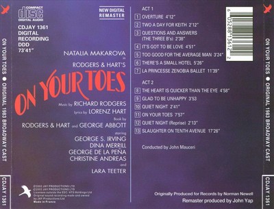 VARIOUS ARTISTS - ON YOUR TOES [1983 BROADWAY CAST] NEW CD
