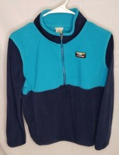 L. L. Bean Youth Size XL 18 Fleece Pullover Quarter Zip Black Turquoise