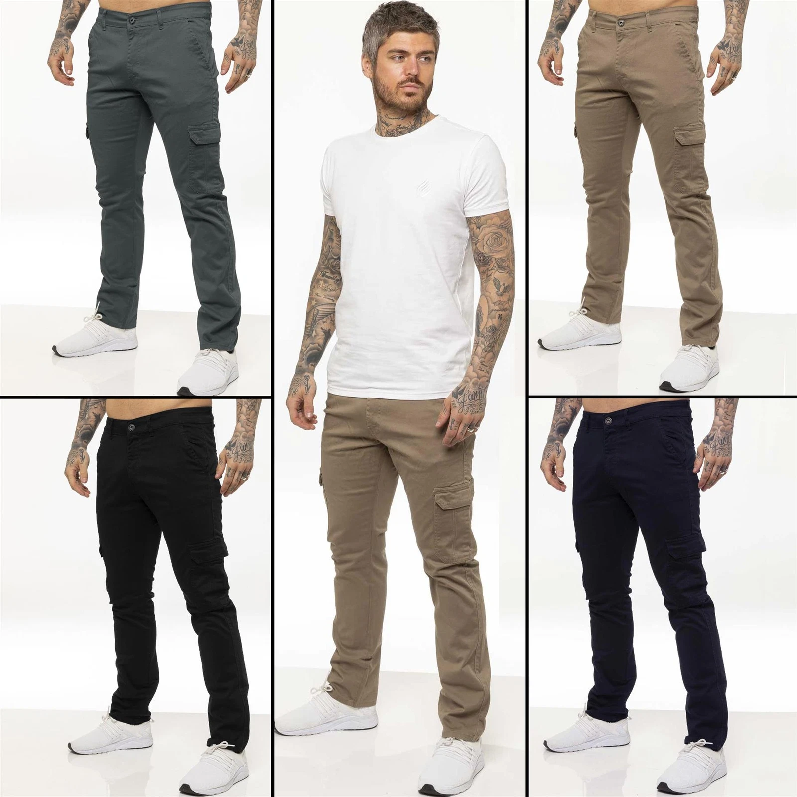 Enzo Cargo Combat Trousers Mens Jeans Casual Slim Fit Cotton Stretch Work Pants
Opens in a new windo
