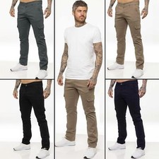 Enzo Cargo Combat Trousers Mens Jeans Casual Slim Fit Cotton Stretch Work Pants