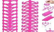 62 Pcs Pink Plastic Hangers for 11.5 inch Doll Clothes Gown Dress Outfit
