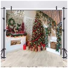 AIIKES 10x10ft Christmas Backdrops for Photography Fireplace Christmas Photog...
