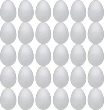 Foam Eggs 30pcs 3.15 Inch 8cm White Craft Polystyrene Eggs Smooth for Spring