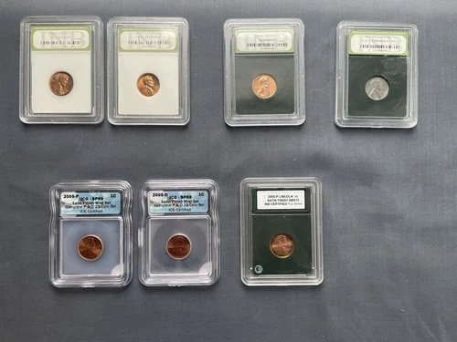 Lincoln Penny Lot 1943 Steel 2000 Proof 2005 Satin Finish 7 Coin Set