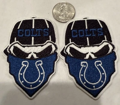 (2)-INDIANAPOLIS COLTS EMBROIDERED IRON ON PATCHES Apprx. 3”x 2” Awesome! - Image 1 of 3