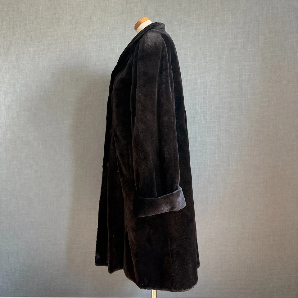 Shaved Real Mink Fur Long Coat Roll-Up Gorgeous Long Sleeves FROM JAPAN - Image 3 of 4