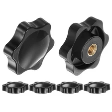 6pcs Star Knobs M5 Thread 32mm Head Non-Through Hole Brass Insert Knob Black