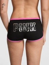 Victoria's Secret PINK - S Cotton Dorm Boyshort Panty Black and Pink Foil Small