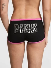 Victoria's Secret PINK - M Cotton Dorm Boyshort Panty - Black and Pink Medium
