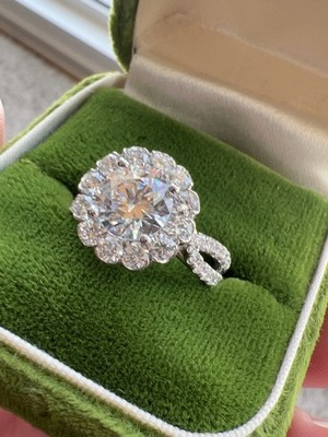 18k White Gold Earth Mined Semi Mount Halo Engagement Ring Coast for 7.5mm