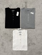  3 Express Henley Stretch Supersoft Short Sleeve T-Shirt Size Men's Medium M