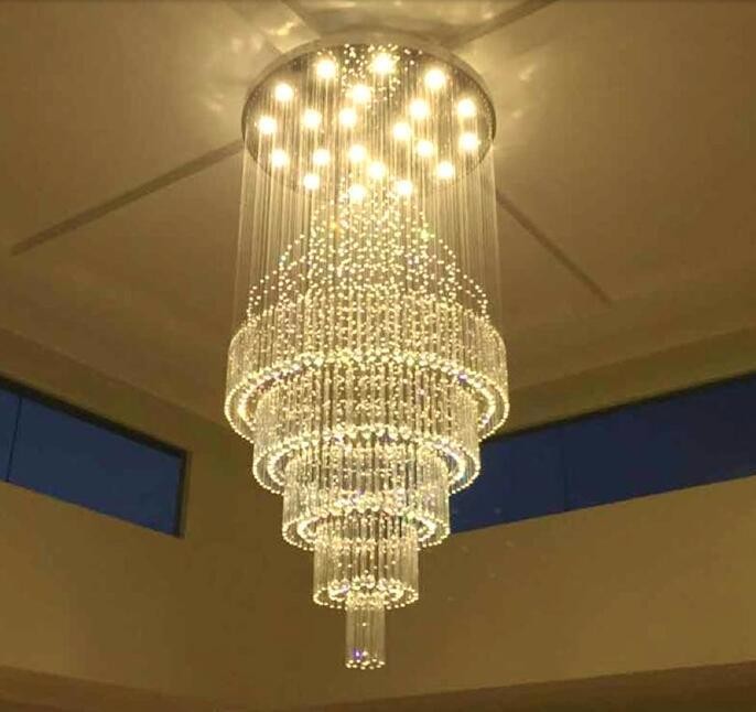 Crystal Chandelier Rain Drop Ceiling Light Lobby Pendant Villa Staircase Fixture