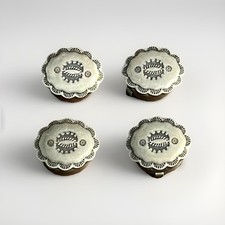 Sterling Silver Concho Button Covers Scalloped Edge Southwest Handmade