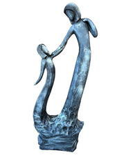 "MOTHER'S LOVE" CONTEMPORARY GARDEN STATUE in MOTTLED DARK GREY - 50% OFF