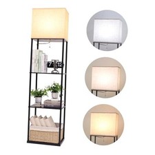Floor Lamp with Shelves, Large Size Rectangle Standing Lamp with 3 Black-9